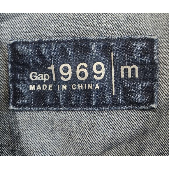 GAP 1969 Women's M Jean Jacket Moto Medium Blue Denim Metal Buttons 36" - Picture 3 of 7